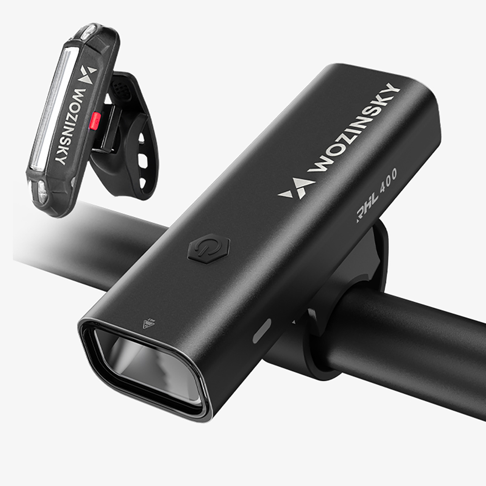 Wozinsky WSBLB2 Front (400 lm) and Rear USB-C Bike Light Set - Blackeng