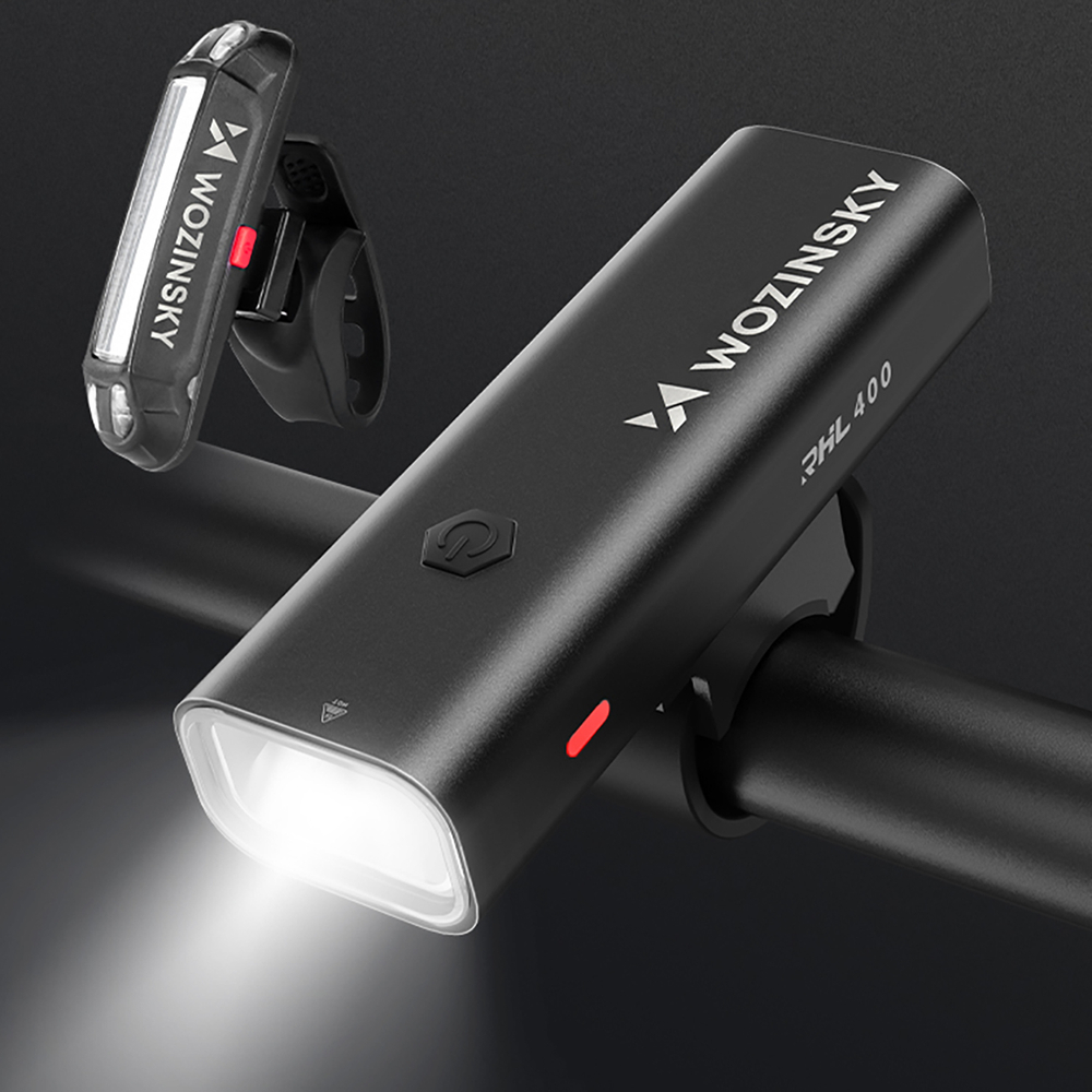 Wozinsky WSBLB2 Front (400 lm) and Rear USB-C Bike Light Set - Blackeng