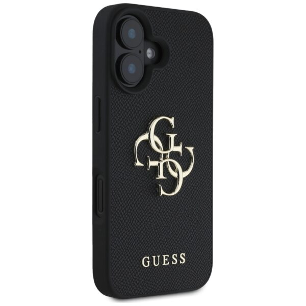 Guess Grained Big 4G Logo Small Classic Logo case for iPhone 16 - blackeng
