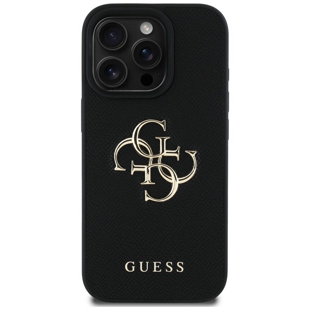 Guess Grained Big 4G Logo Small Classic Logo case for iPhone 16 Pro - blackeng