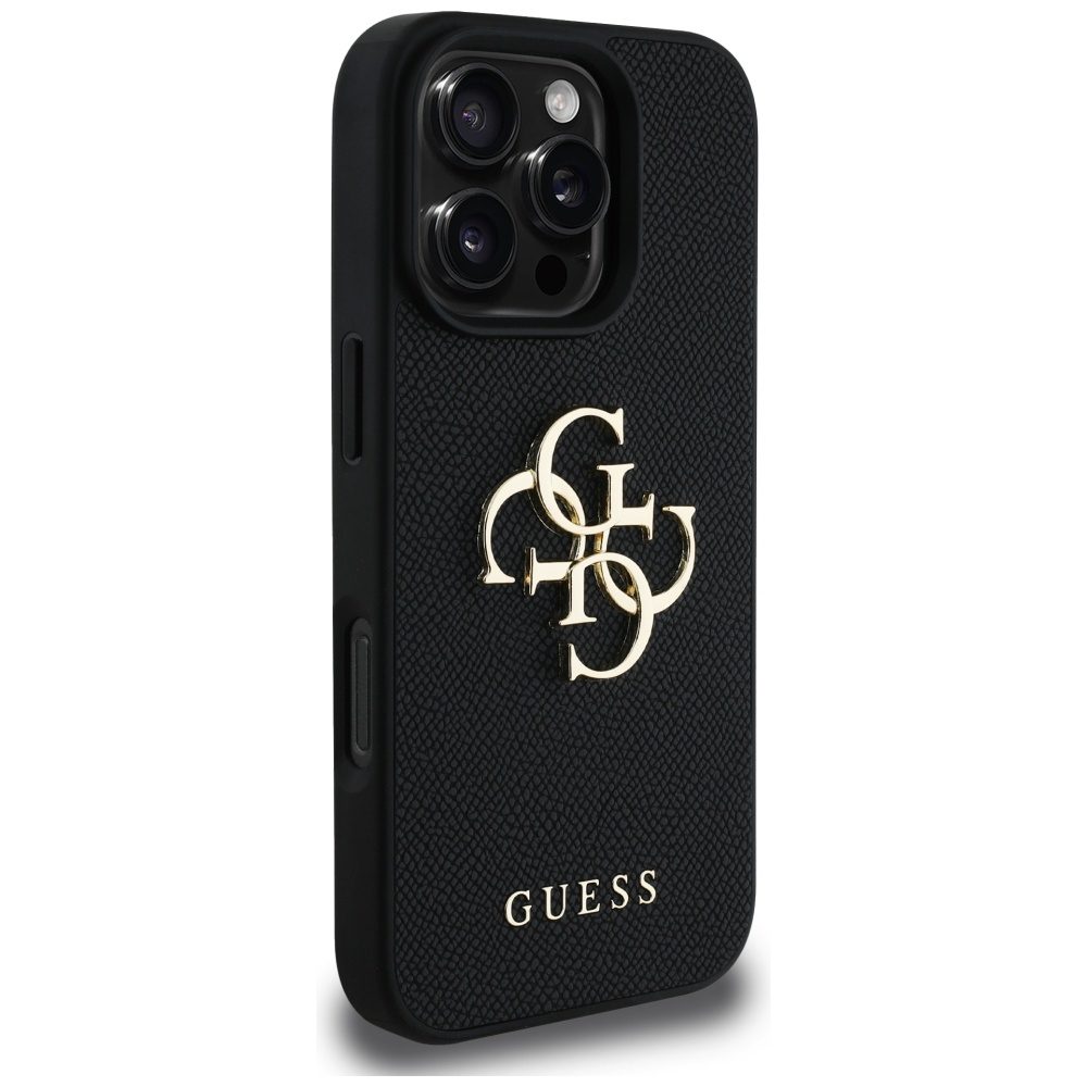 Guess Grained Big 4G Logo Small Classic Logo case for iPhone 16 Pro - blackeng