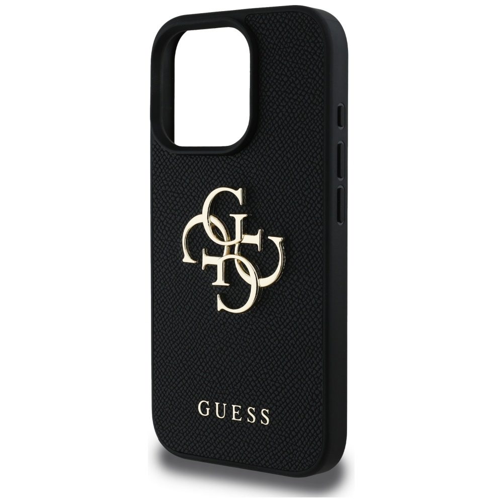 Guess Grained Big 4G Logo Small Classic Logo case for iPhone 16 Pro - blackeng