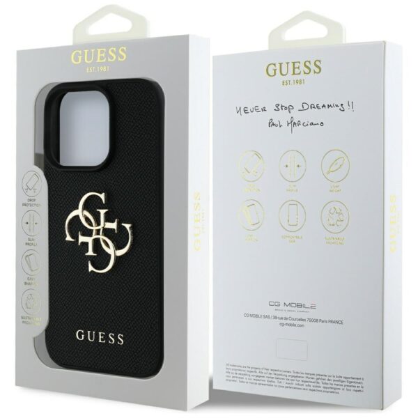 Guess Grained Big 4G Logo Small Classic Logo case for iPhone 16 Pro - blackeng