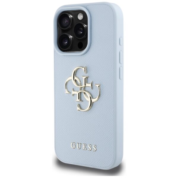 Guess Grained Big 4G Logo Small Classic Logo case for iPhone 16 Pro - blueeng