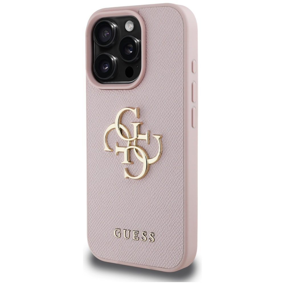 Guess Grained Big 4G Logo Small Classic Logo iPhone 16 Pro Case - Pinkeng