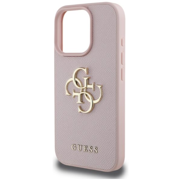 Guess Grained Big 4G Logo Small Classic Logo iPhone 16 Pro Case - Pinkeng