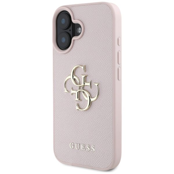 Guess Grained Big 4G Logo Small Classic Logo case for iPhone 16 - pinkeng
