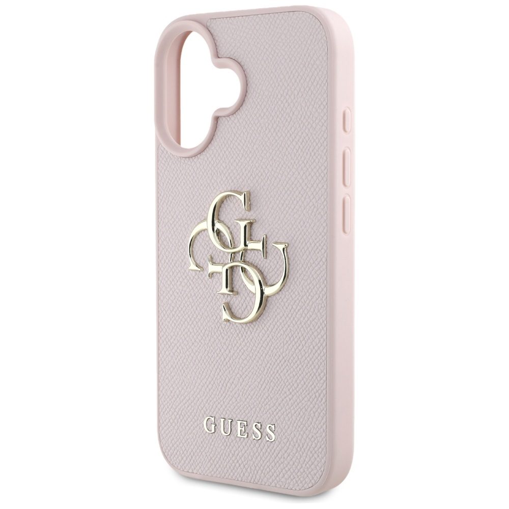Guess Grained Big 4G Logo Small Classic Logo case for iPhone 16 - pinkeng