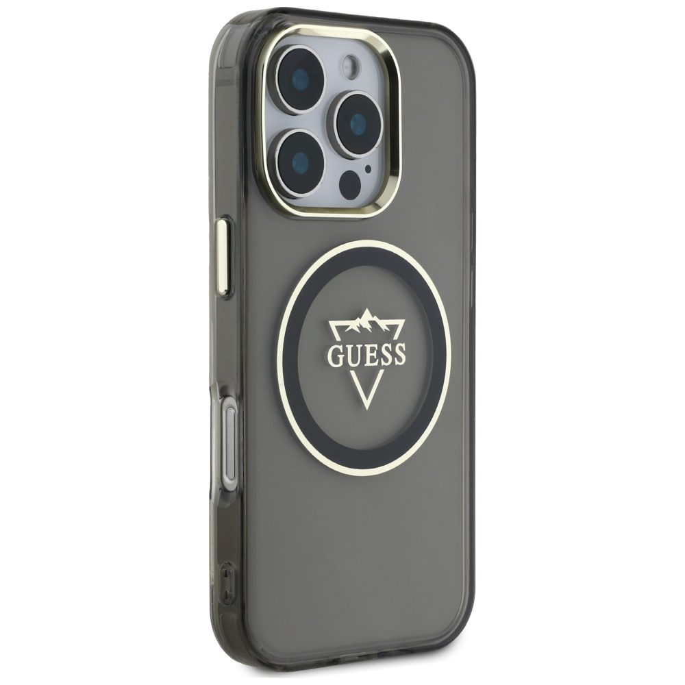 Guess IML Metal Mountain Logo MagSafe iPhone 16 Pro Case - Blackeng