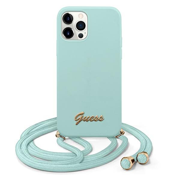 Guess Metal Logo Cord case for iPhone 12 Pro Max 6.7" - light blueeng
