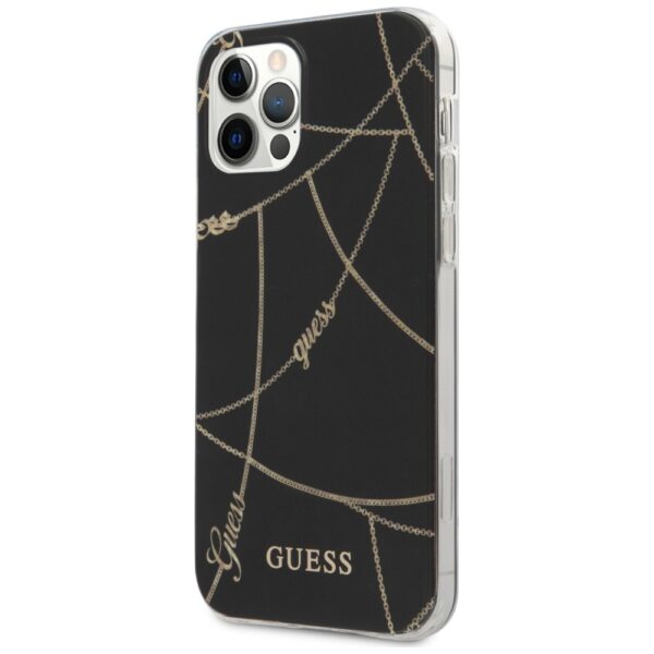 Guess Gold Chain Collection iPhone 12 Pro Max 6.7" Case - Blackeng