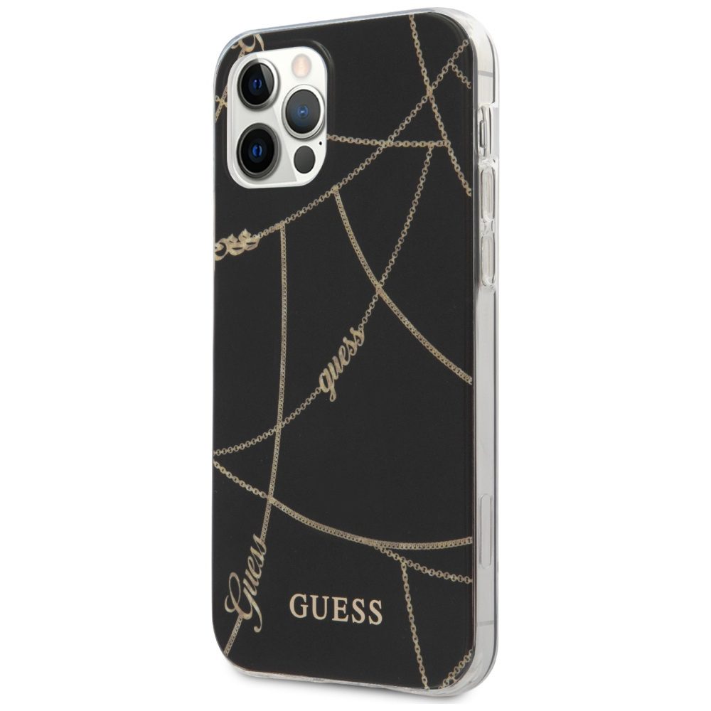 Guess Gold Chain Collection iPhone 12 Pro Max 6.7" Case - Blackeng