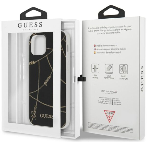 Guess Gold Chain Collection iPhone 12 Pro Max 6.7" Case - Blackeng