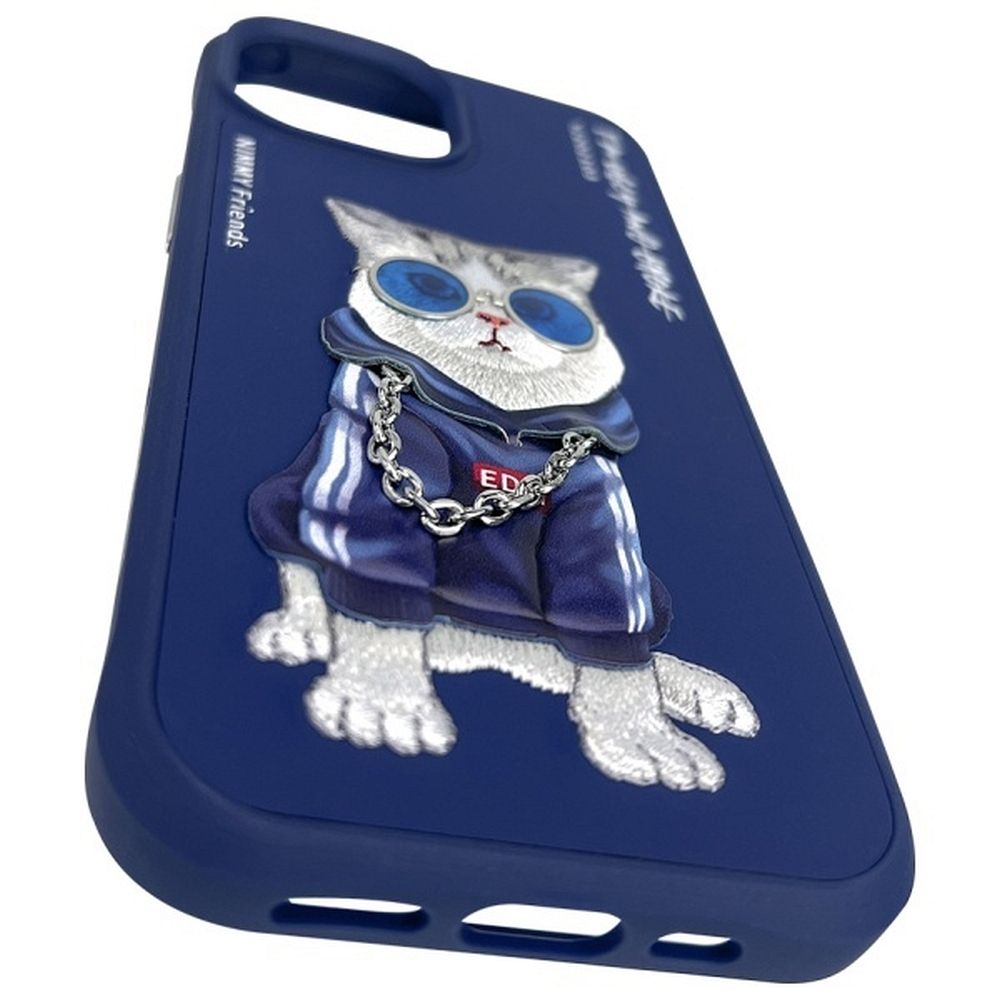 NIMMY case GLASSES COOL CAT for IPHONE 15 blue