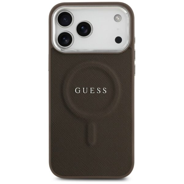 GUESS case for IPHONE 17 Pro Max compatible with MagSafe GUHMP17XPSAREGSW (PU W/ Classic Logo) brown