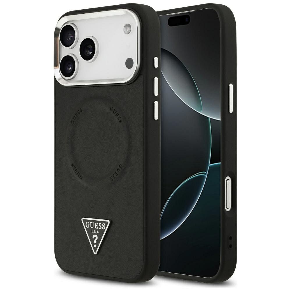 18cdc7fe130bb94d24508391d2806e9b GUESS case for IPHONE 17 Pro compatible with MagSafe GUHMP17LPSDTSCMK (PU W/ Triangle Logo) black