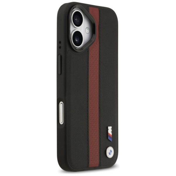 BMW case for IPHONE 17 compatible with MagSafe BMHMP17S25PCPSKR (PU Perfotated Stripe Logo) red