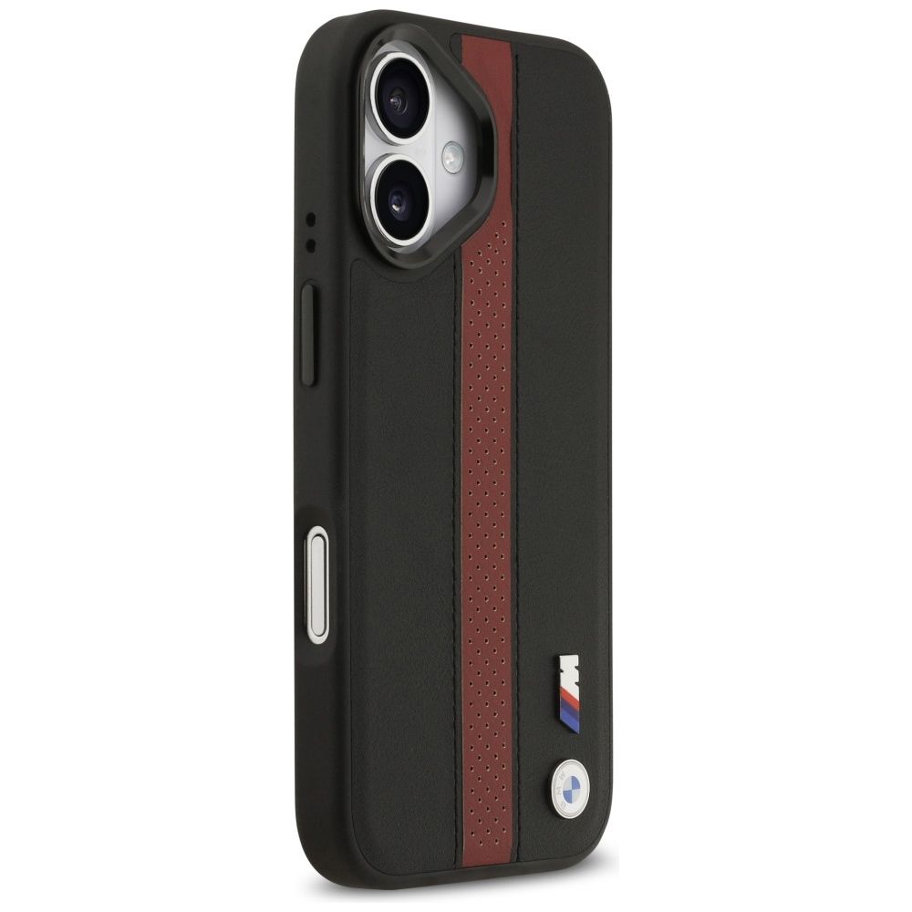 1917cba2e169b089b296517dfb5b02d6 BMW case for IPHONE 17 compatible with MagSafe BMHMP17S25PCPSKR (PU Perfotated Stripe Logo) red