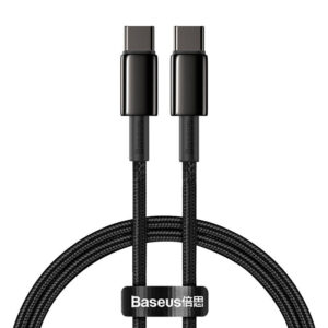 Kabel USB-C do USB-C Baseus Tungsten Gold, 100W, 1m (czarny)
