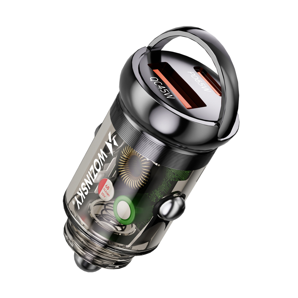 Wozinsky 65W Car Charger USB-C PD 65W / USB-A 45W QC 3.0 - Blackeng