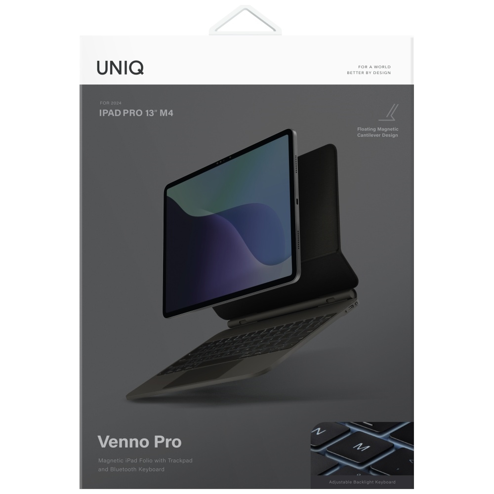 Uniq Venno Pro Magnetic Smart Case with Keyboard for iPad Air 13" 2024 / 2025 / iPad Pro 13" 2024 - Blackeng