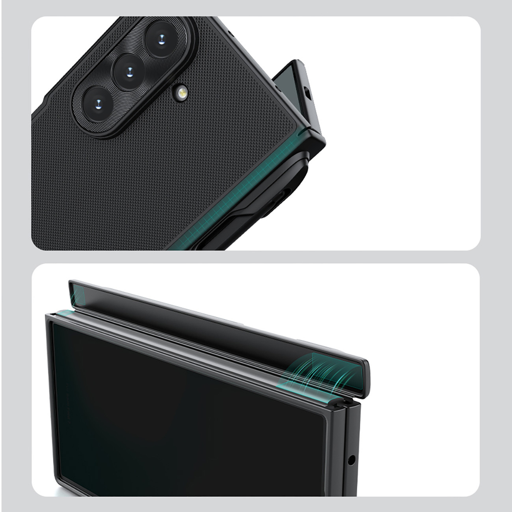 Etui Nillkin Super Frosted Shield Fold Magnetic na Samsung Galaxy Z Fold 7 kompatybilne z MagSafe z miejscem na S Pen - czarnepol
