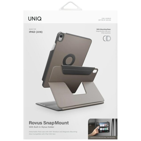 Uniq Rovus Snapmount Magnetic 360 Rotating Detachable Case for iPad 11" 2025 / iPad 10.9" 2022 (10th gen.) - Grayeng