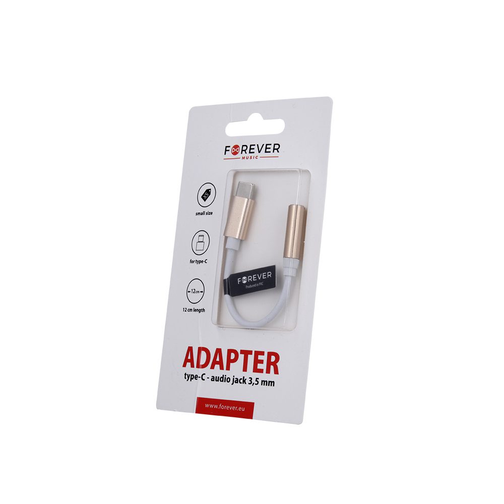 Forever adapter audio USB-C - jack 3,5mm gold