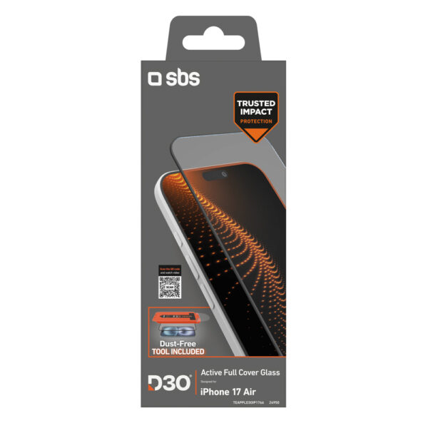 SBS protective glass with D3O technology set with applicator for iPhone 17 Aireng