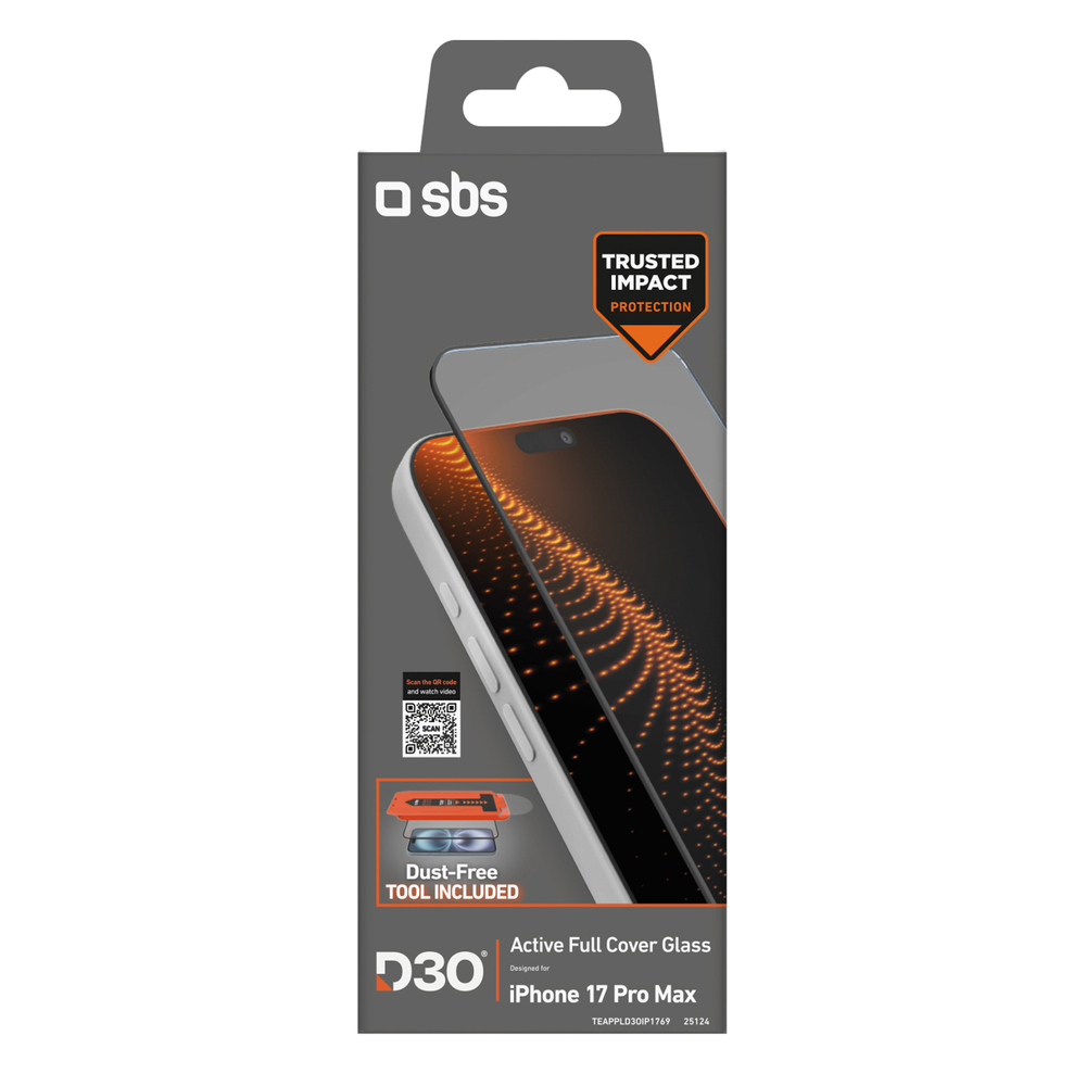 SBS protective glass with D3O technology set with applicator for iPhone 17 Pro Maxeng