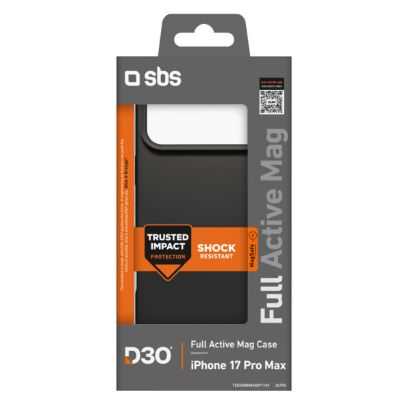 SBS Full Active Mag Case with D3O Technology for iPhone 17 Pro Max - Blackeng