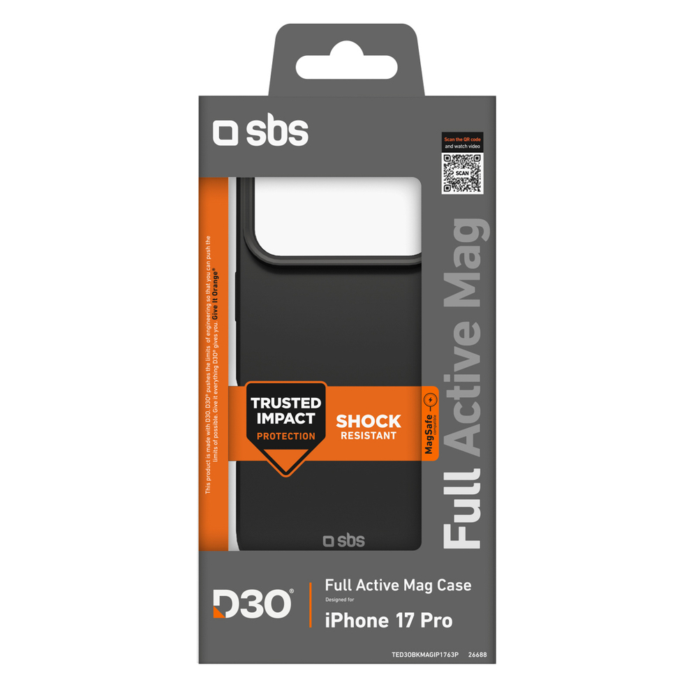 SBS Full Active Mag Case with D3O Technology for iPhone 17 Pro - Blackeng