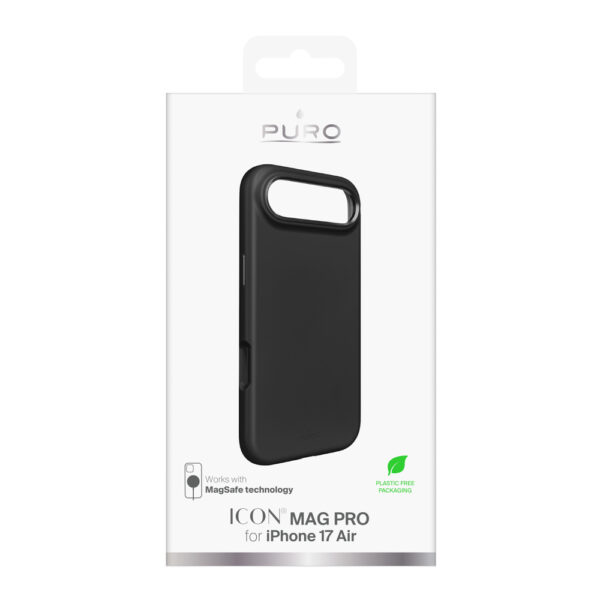 Pure Icon Mag Pro Liquid Silicone Case for iPhone 17 Air, MagSafe Compatible, with Camera Protection and Aluminum Buttons - Blackeng