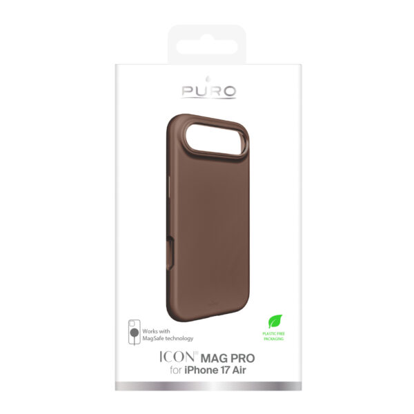 Pure Icon Mag Pro Liquid Silicone Case for iPhone 17 Air, MagSafe Compatible, with Camera Protection and Aluminum Buttons - Browneng