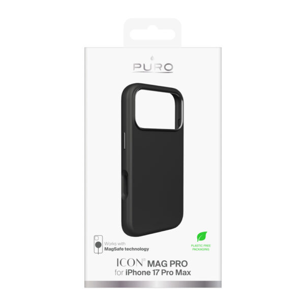 Pure Icon Mag Pro Liquid Silicone Case for iPhone 17 Pro Max, MagSafe Compatible, with Camera Protection and Aluminum Buttons - Blackeng