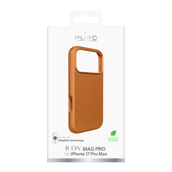 Pure Icon Mag Pro Liquid Silicone Case for iPhone 17 Pro Max, MagSafe Compatible, with Camera Protection and Aluminum Buttons - Orangeeng