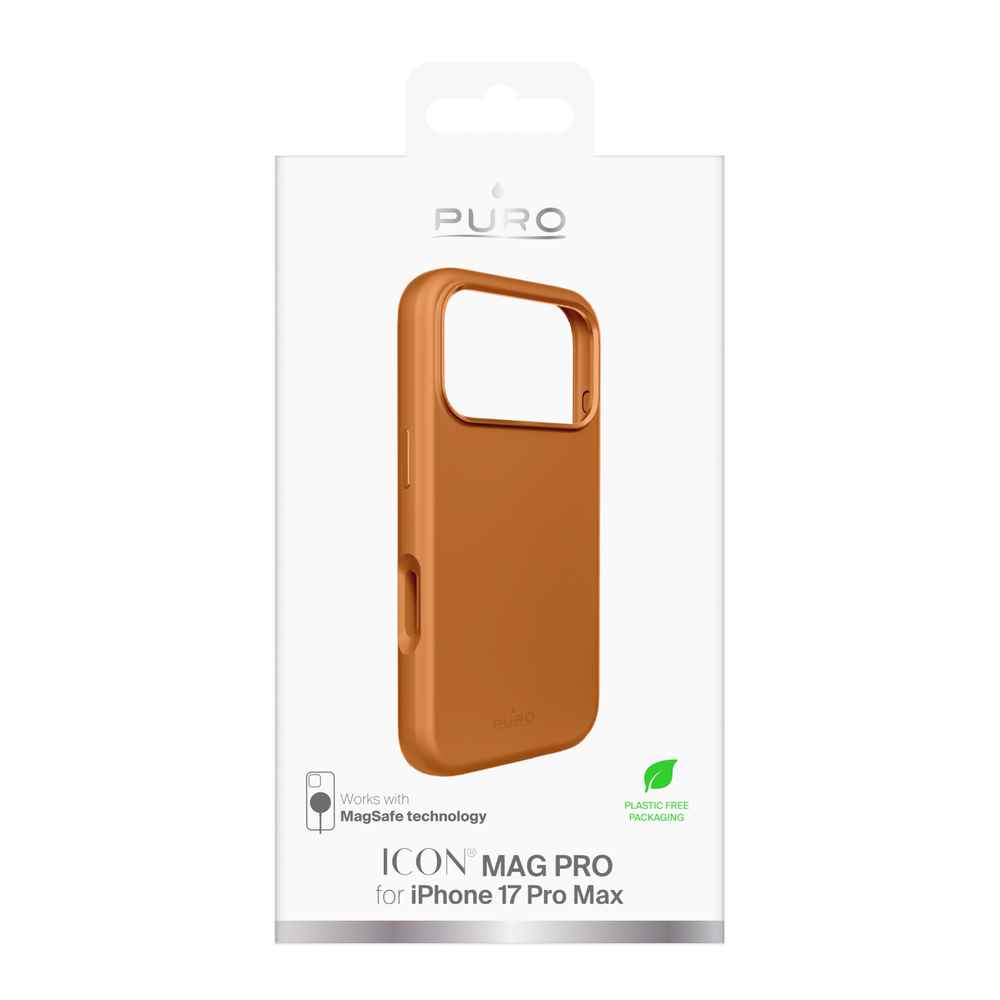 Pure Icon Mag Pro Liquid Silicone Case for iPhone 17 Pro Max, MagSafe Compatible, with Camera Protection and Aluminum Buttons - Orangeeng