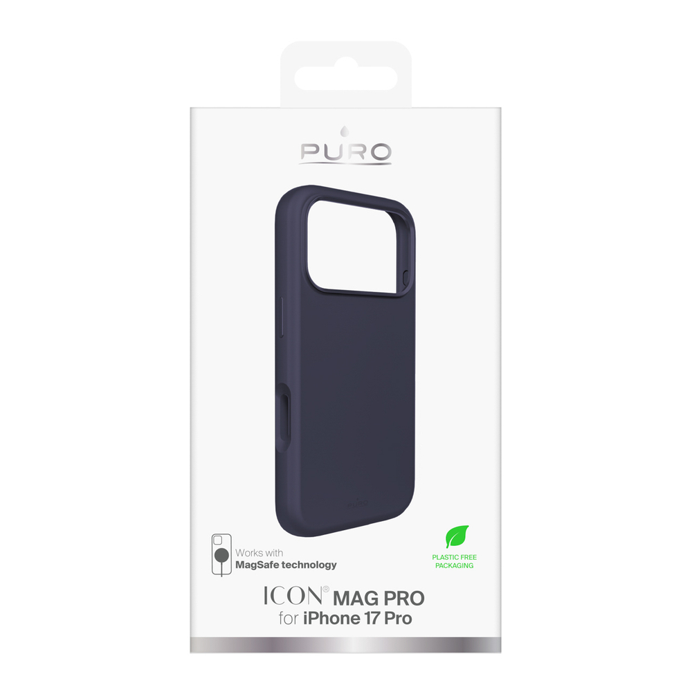Pure Icon Mag Pro Liquid Silicone Case for iPhone 17 Pro, MagSafe Compatible, with Camera Protection and Aluminum Buttons - Dark Blueeng