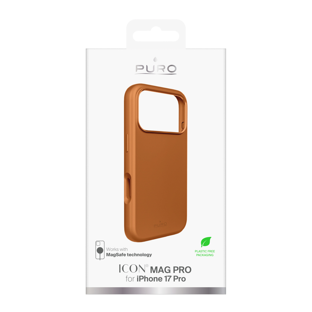 Pure Icon Mag Pro Liquid Silicone Case for iPhone 17 Pro, MagSafe Compatible, with Camera Protection and Aluminum Buttons - Orangeeng