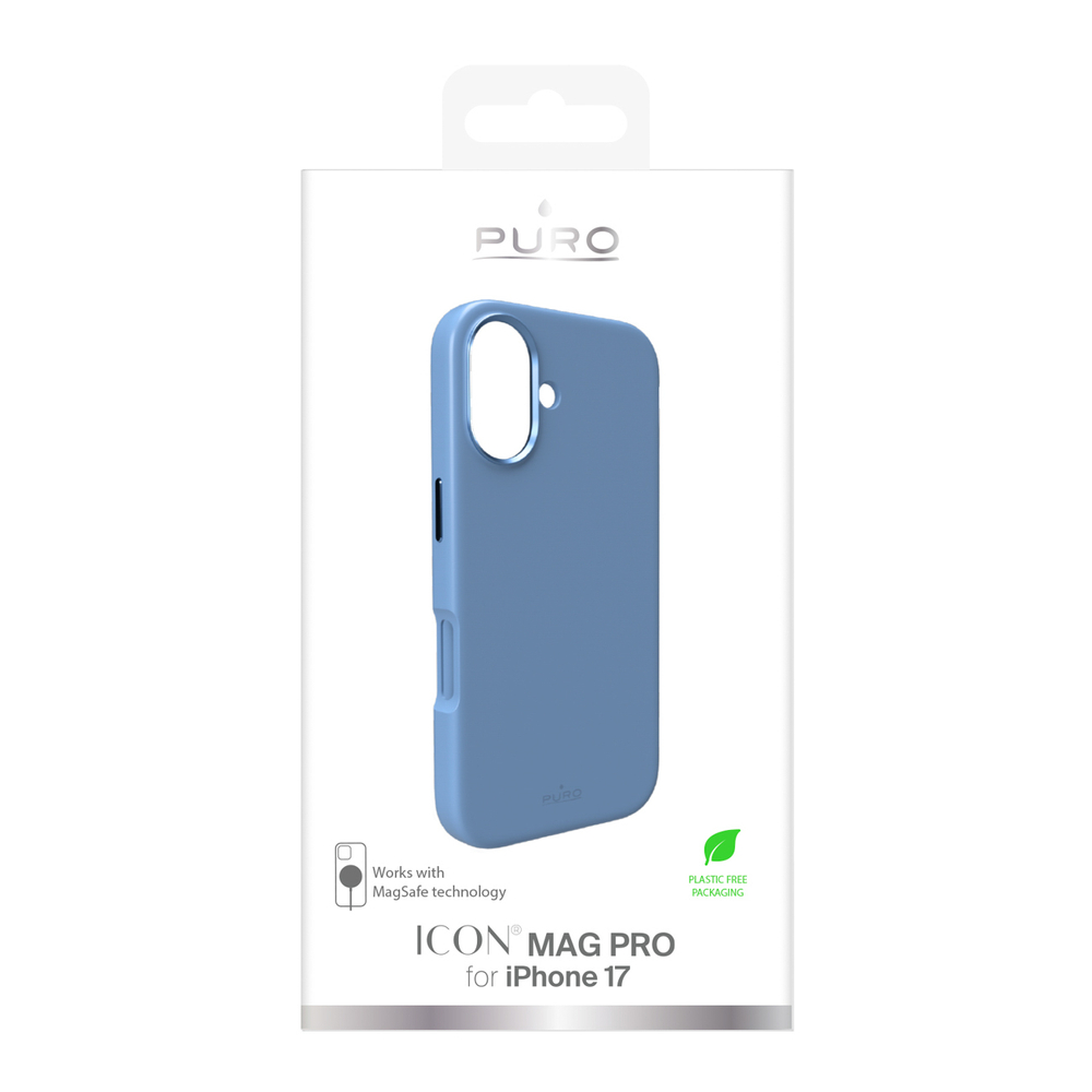 Pure Icon Mag Pro Liquid Silicone Case for iPhone 17, MagSafe Compatible, with Camera Protection and Aluminum Buttons - Blueeng