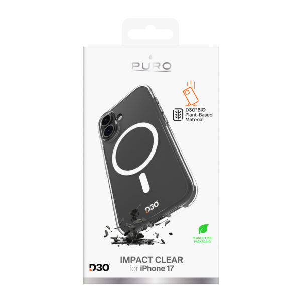 Puro Impact Clear D3O TPU+PC MagSafe Compatible Case for iPhone 17 - Transparenteng