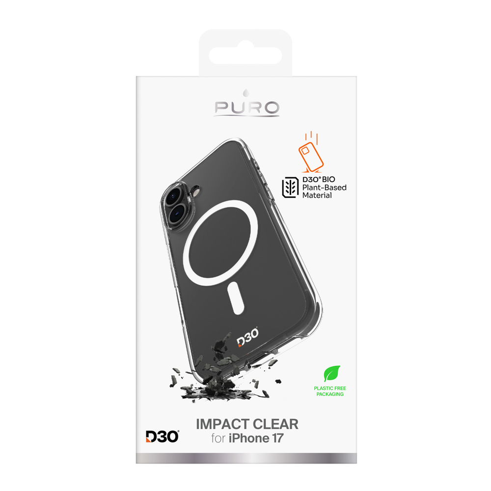 Puro Impact Clear D3O TPU+PC MagSafe Compatible Case for iPhone 17 - Transparenteng