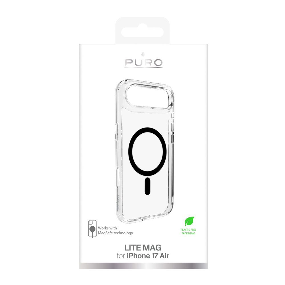 Puro Lite Mag TPU+PC Case Compatible with MagSafe for iPhone 17 Air - Transparent with Black Ringeng