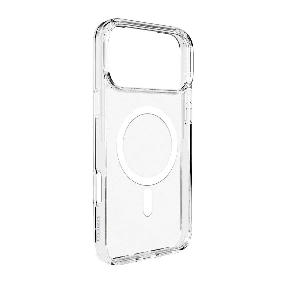 Puro Lite Mag TPU+PC Case Compatible with MagSafe for iPhone 17 Pro - Transparent with White Ringeng