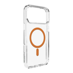Puro Lite Mag TPU+PC Case Compatible with MagSafe for iPhone 17 Pro - Transparent with Orange Ringeng