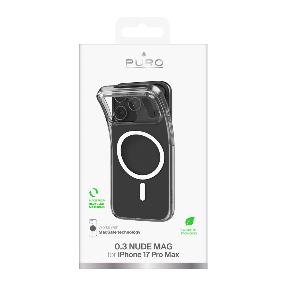 Puro 0.3 MAG Ultra-Slim TPU Case Compatible with MagSafe for iPhone 17 Pro - Transparenteng