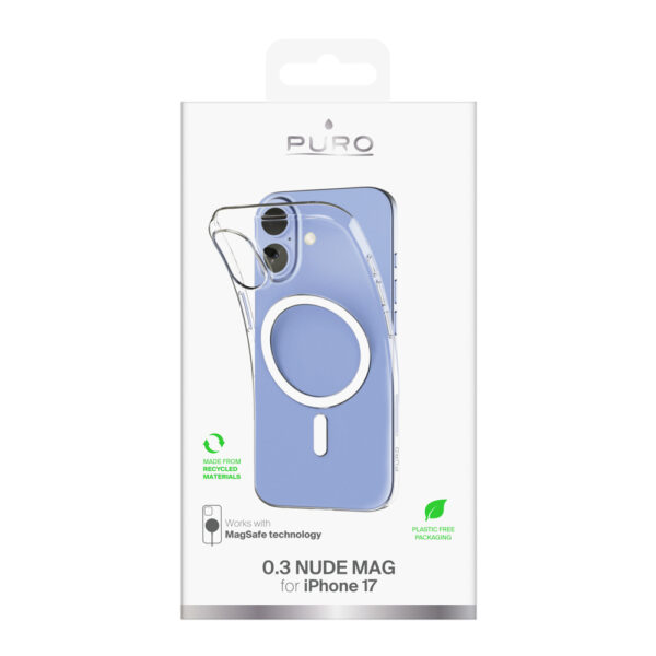 Puro 0.3 MAG Ultra-Slim TPU Case Compatible with MagSafe for iPhone 17 - Transparenteng