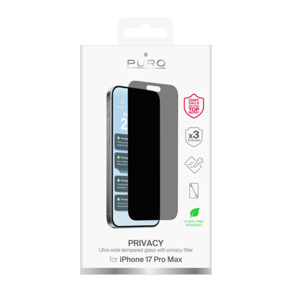 Puro Privacy Tempered Glass for iPhone 17 Pro Maxeng