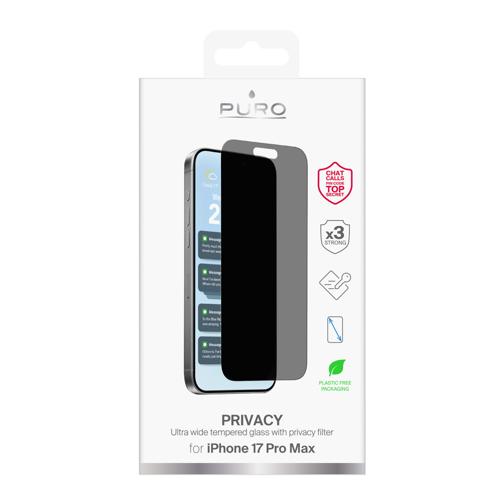 Puro Privacy Tempered Glass for iPhone 17 Pro Maxeng