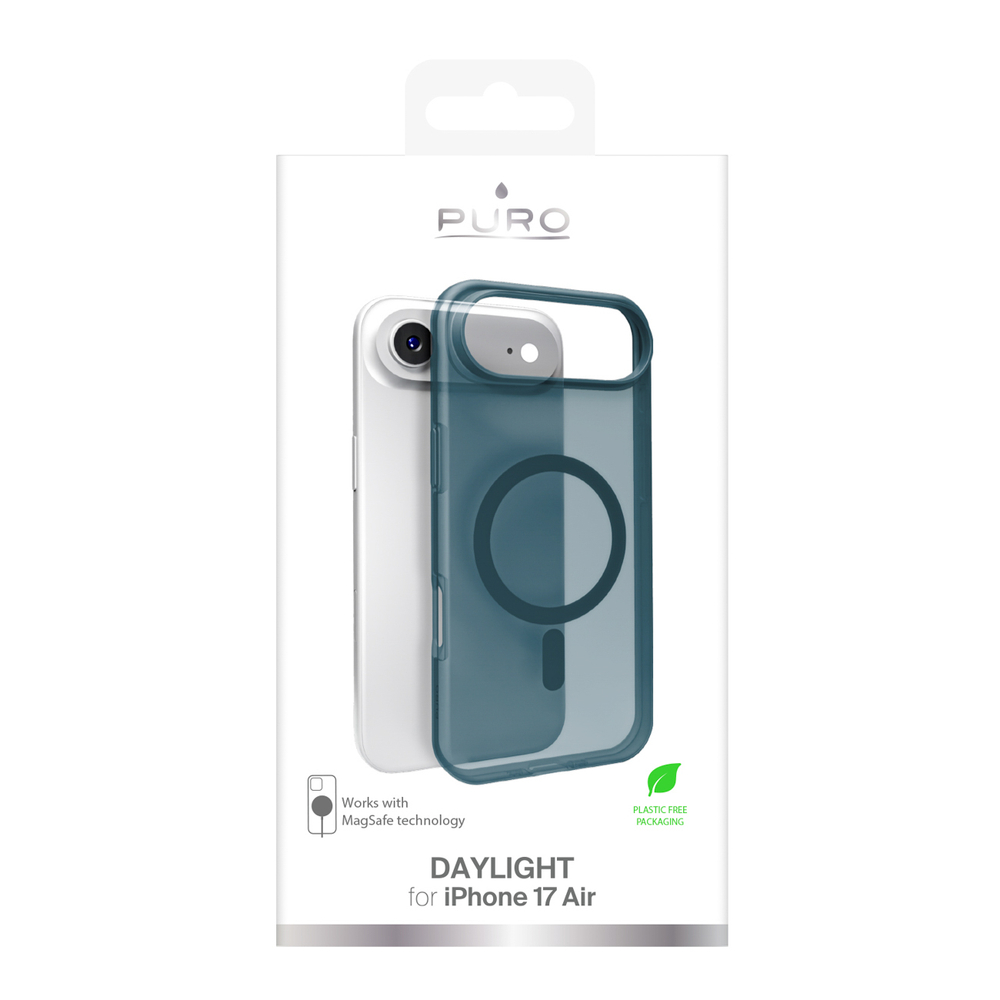 Puro Daylight Magsafe Compatible Silicone Case for iPhone 17 Air - Translucent Turquoiseeng